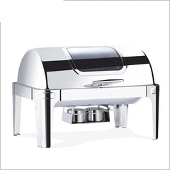 Restaurant Supplies Chafing Dish Food Warmer 9.0L Silver and Gold Stainless Steel Catering Buffet Rectangular Chafing Dish - SHOWLU FASHION STORE