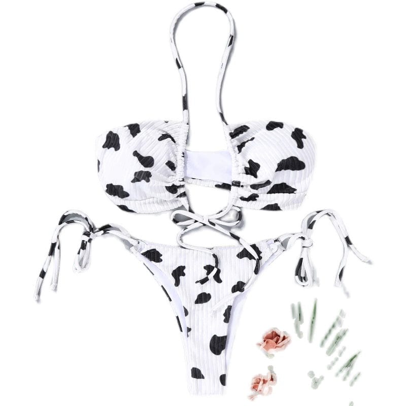 Retro Print Hollow - Out Bikini - SHOWLU FASHION STORE
