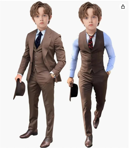 Royal Blue Kids Boys Suit Jacket Pants Vest 3 Piece Set Wedding Tuxedo Fashion Design 2 - 16 Years Customized Clothes Child Blazer - SHOWLU FASHION STORE