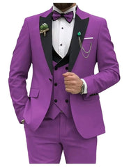 Royal blue Men Suits Slim Fit 3 Piece Double Breasted Suit Men Wedding Prom Party Business(Blazer+Vest+Pants) - SHOWLU FASHION STORE