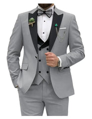 Royal blue Men Suits Slim Fit 3 Piece Double Breasted Suit Men Wedding Prom Party Business(Blazer+Vest+Pants) - SHOWLU FASHION STORE