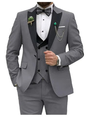 Royal blue Men Suits Slim Fit 3 Piece Double Breasted Suit Men Wedding Prom Party Business(Blazer+Vest+Pants) - SHOWLU FASHION STORE