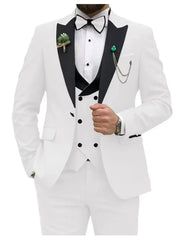 Royal blue Men Suits Slim Fit 3 Piece Double Breasted Suit Men Wedding Prom Party Business(Blazer+Vest+Pants) - SHOWLU FASHION STORE
