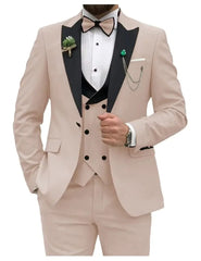 Royal blue Men Suits Slim Fit 3 Piece Double Breasted Suit Men Wedding Prom Party Business(Blazer+Vest+Pants) - SHOWLU FASHION STORE