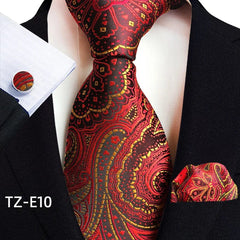 Royal Striped Paisley Ties For Men Luxury 8cm Necktie Pocket Square Cufflinks Gift Set Jacquard Weave Tie Suit Accessories - SHOWLU FASHION STORE