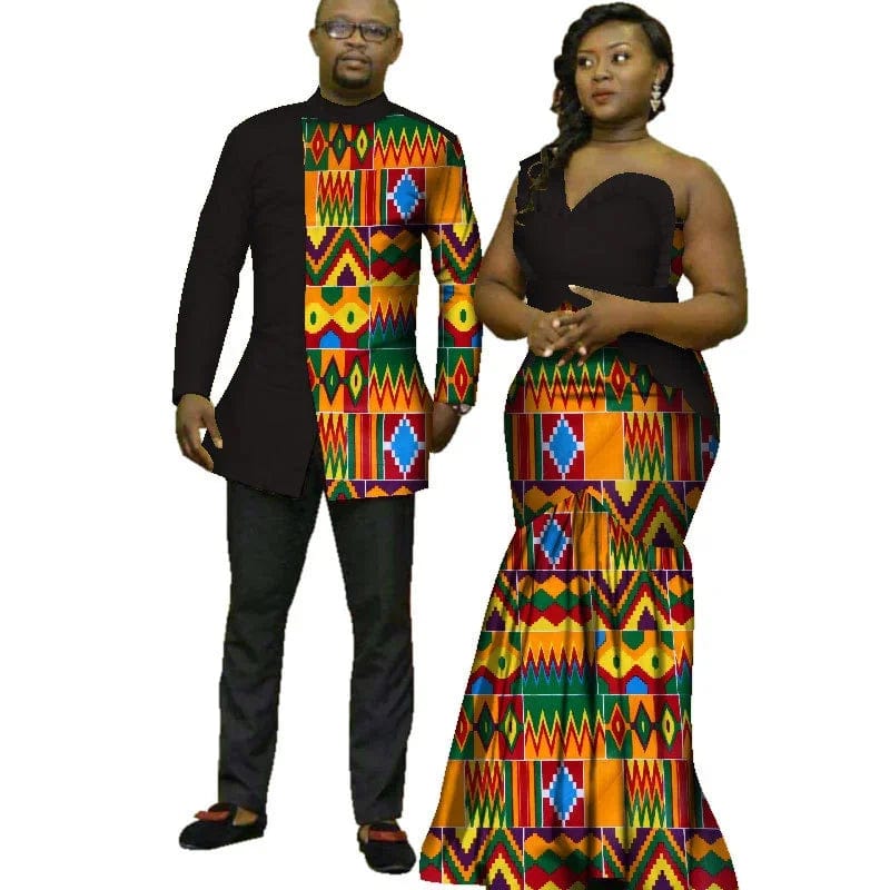 Sale!!! African Shirts for Men Dashik Top and Matching Couple Outfits Bazin Riche Women Long Dresses for Wedding Party Vestidos - SHOWLU FASHION STORE