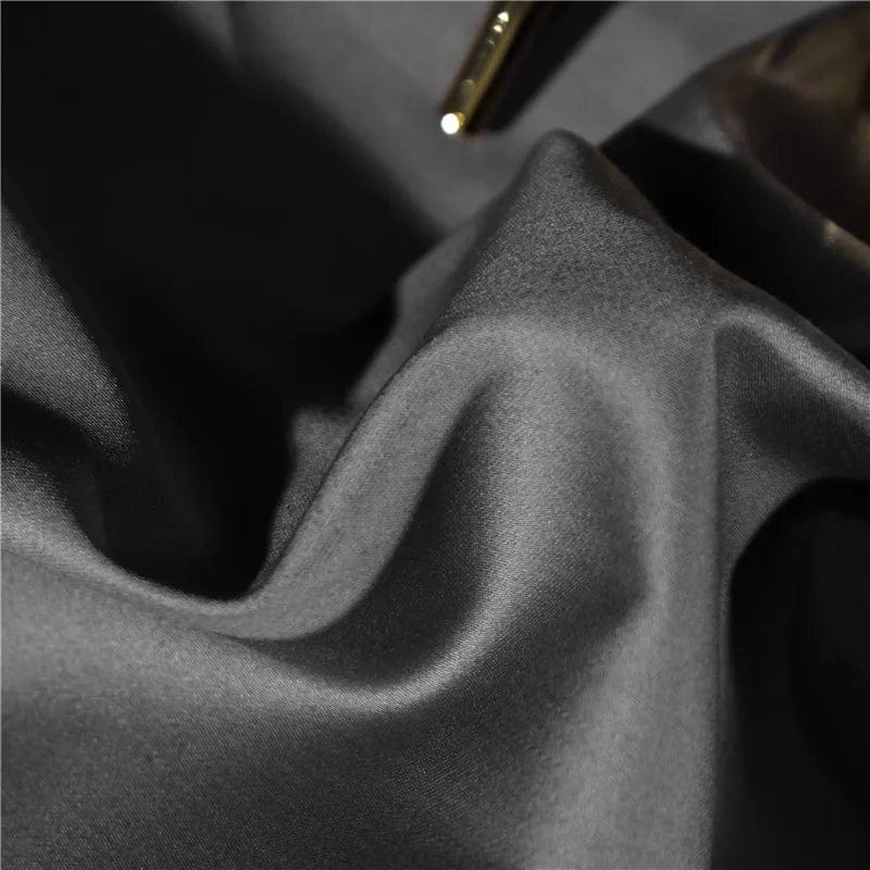 Satin 1200TC Egyptian Cotton Luxury Bedding Set, Gold Embroidery, Queen, King, Duvet Cover, Flat/Fitted Bed Sheet, Pillowcases - SHOWLU FASHION STORE