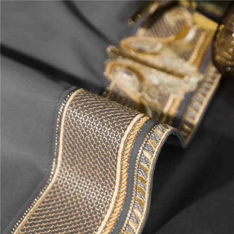 Satin 1200TC Egyptian Cotton Luxury Bedding Set, Gold Embroidery, Queen, King, Duvet Cover, Flat/Fitted Bed Sheet, Pillowcases - SHOWLU FASHION STORE