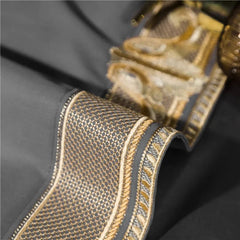 Satin 1200TC Egyptian Cotton Luxury Bedding Set, Gold Embroidery, Queen, King, Duvet Cover, Flat/Fitted Bed Sheet, Pillowcases - SHOWLU FASHION STORE
