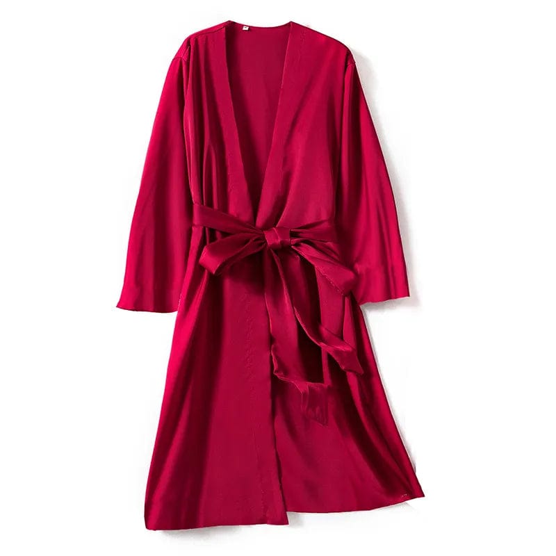 Satin Robe Female Intimate Lingerie Sleepwear Silky Bridal Wedding Gift Casual Kimono Bathrobe Gown Nightgown Sexy Nightwear - SHOWLU FASHION STORE