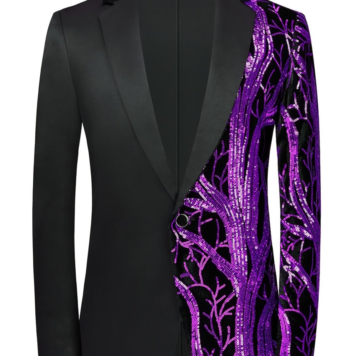 Semi - Formal White Sequin - Adorned Blazer - Men's One - Button Lapel Suit Jacket with Striped Detailing, Long Sleeves, Polyester - Business & Banquets, All - Season - SHOWLU FASHION STORE