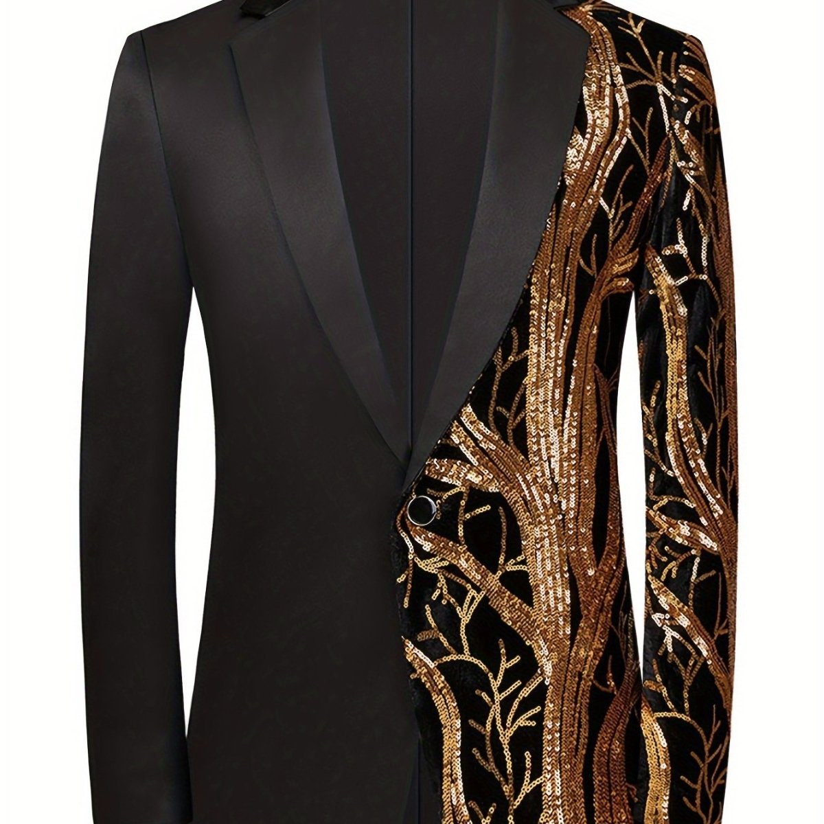 Semi - Formal White Sequin - Adorned Blazer - Men's One - Button Lapel Suit Jacket with Striped Detailing, Long Sleeves, Polyester - Business & Banquets, All - Season - SHOWLU FASHION STORE