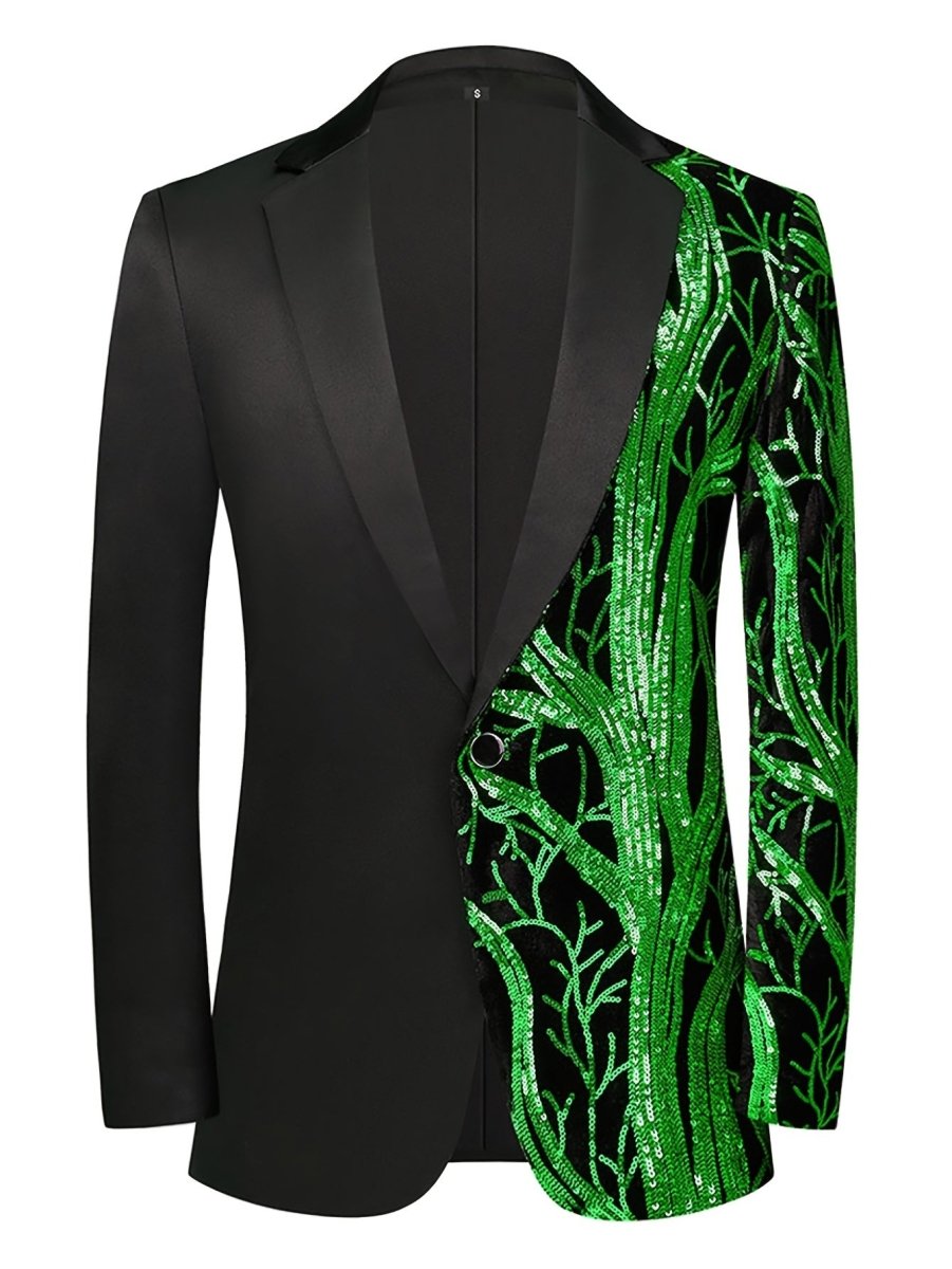 Semi - Formal White Sequin - Adorned Blazer - Men's One - Button Lapel Suit Jacket with Striped Detailing, Long Sleeves, Polyester - Business & Banquets, All - Season - SHOWLU FASHION STORE