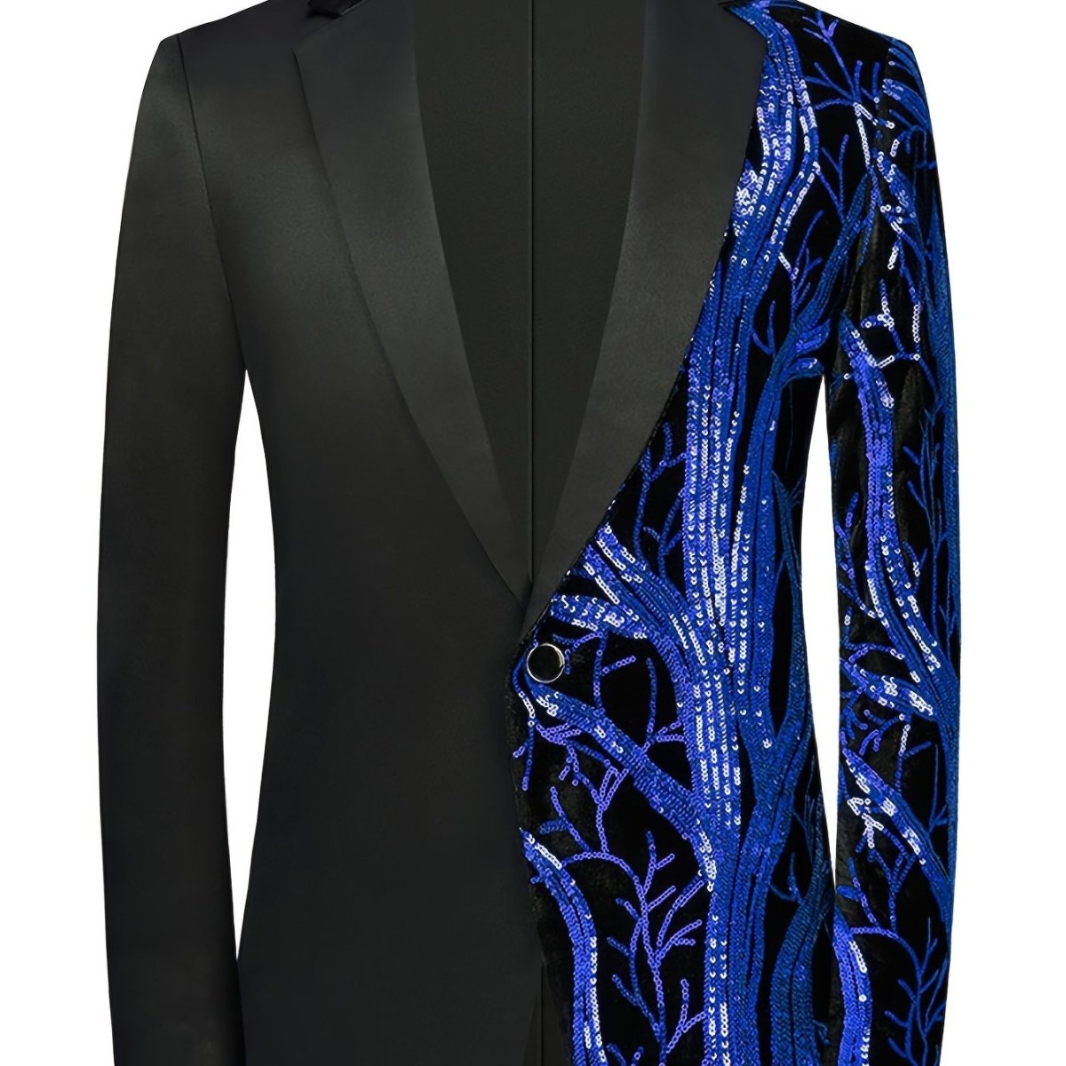 Semi - Formal White Sequin - Adorned Blazer - Men's One - Button Lapel Suit Jacket with Striped Detailing, Long Sleeves, Polyester - Business & Banquets, All - Season - SHOWLU FASHION STORE