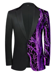 Semi - Formal White Sequin - Adorned Blazer - Men's One - Button Lapel Suit Jacket with Striped Detailing, Long Sleeves, Polyester - Business & Banquets, All - Season - SHOWLU FASHION STORE
