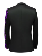 Semi - Formal White Sequin - Adorned Blazer - Men's One - Button Lapel Suit Jacket with Striped Detailing, Long Sleeves, Polyester - Business & Banquets, All - Season - SHOWLU FASHION STORE