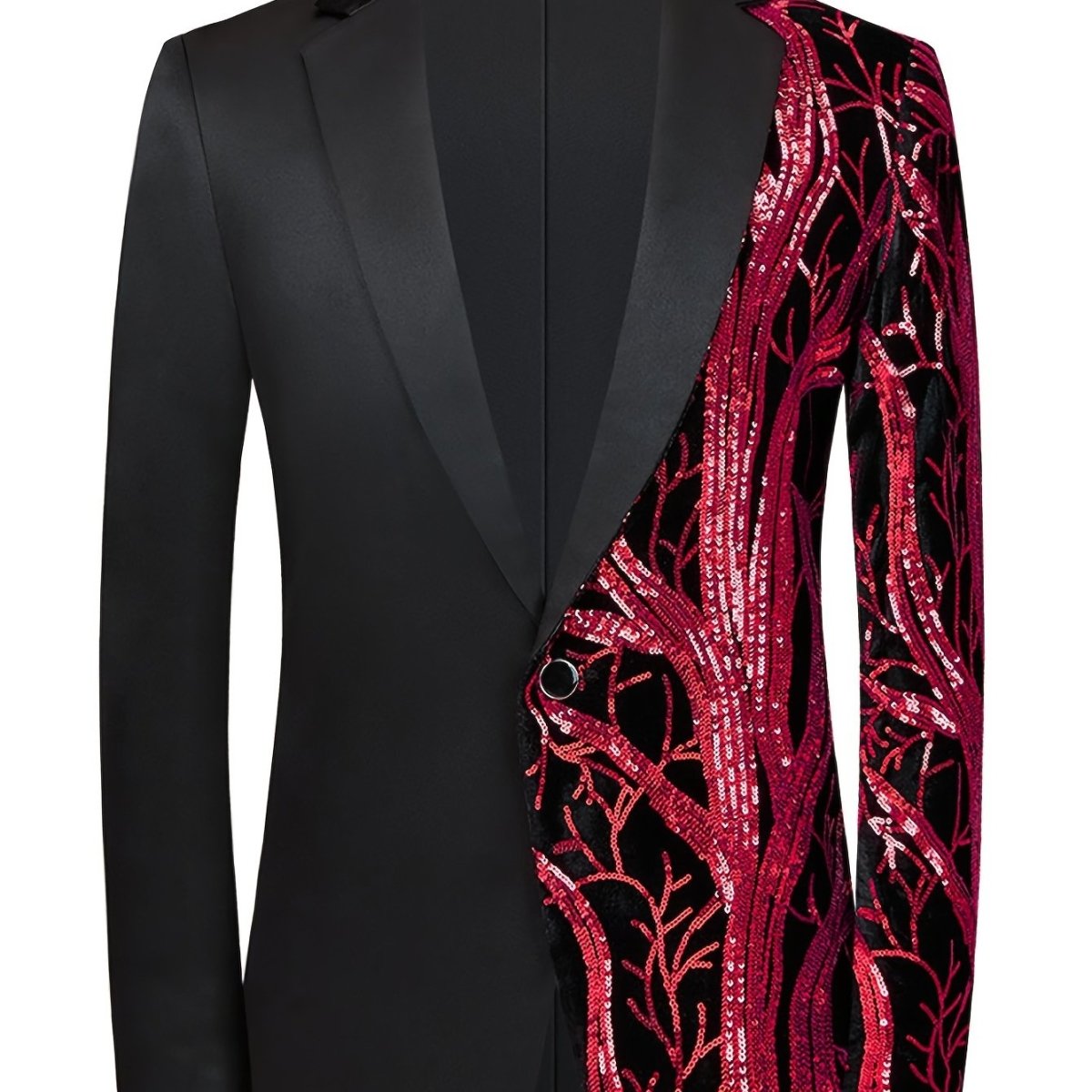 Semi - Formal White Sequin - Adorned Blazer - Men's One - Button Lapel Suit Jacket with Striped Detailing, Long Sleeves, Polyester - Business & Banquets, All - Season - SHOWLU FASHION STORE