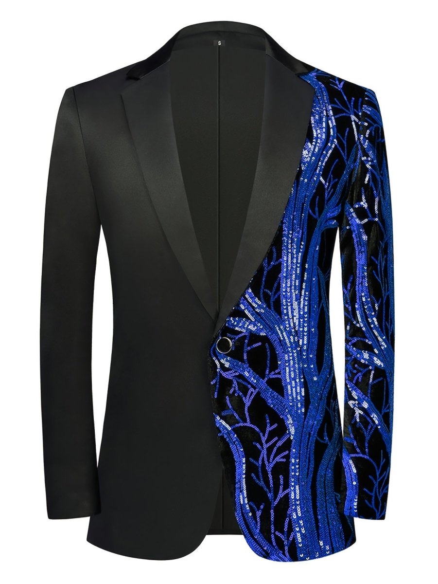 Semi - Formal White Sequin - Adorned Blazer - Men's One - Button Lapel Suit Jacket with Striped Detailing, Long Sleeves, Polyester - Business & Banquets, All - Season - SHOWLU FASHION STORE