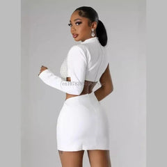 Sexy Club Party Night Pearl String Dresses for Women Skinny Slim Full Sleeve Elegant Dress Birthday Party Vestidos Mini Dresses - SHOWLU FASHION STORE