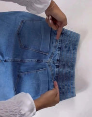 Sexy Elegant New Fashion 2024 Casual Female Trouser Bottom Back Shirred Button Front High Waist Jeans - SHOWLU FASHION STORE