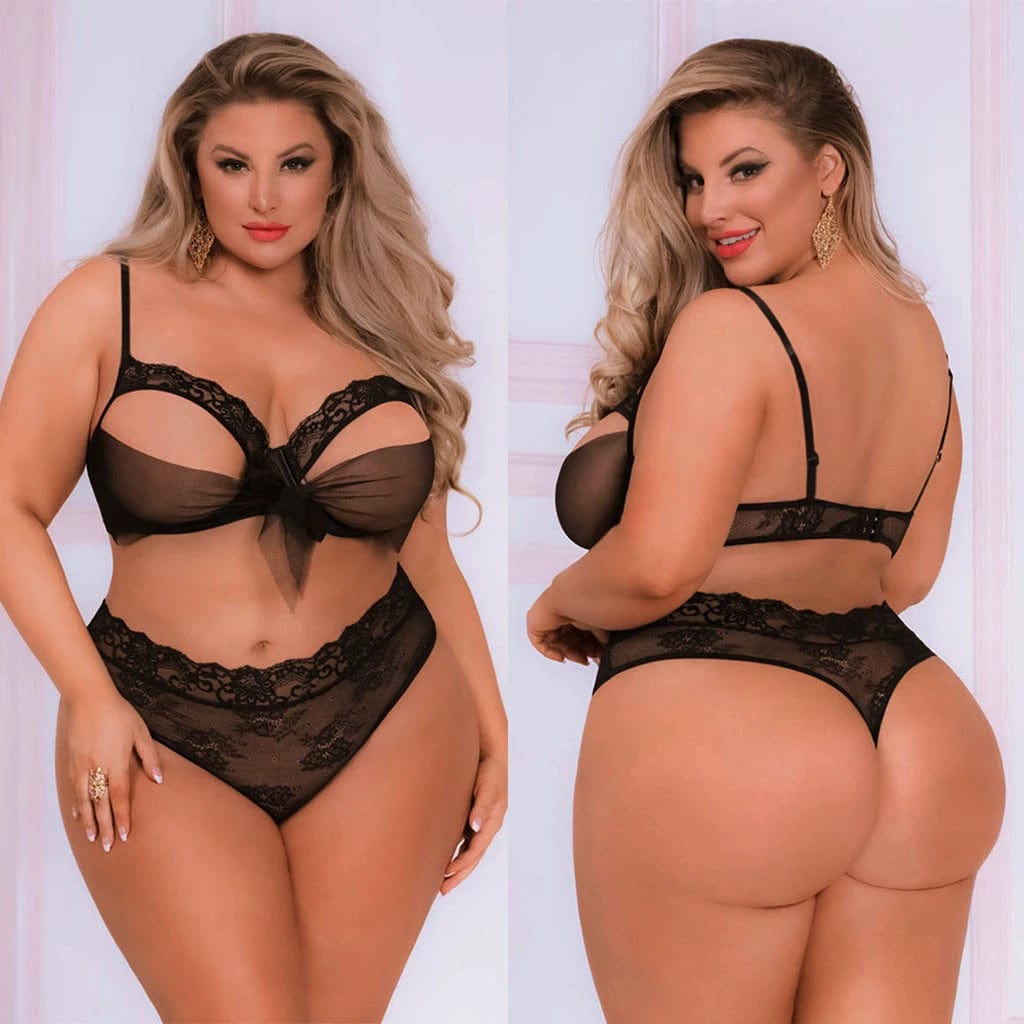 Sexy Lace Cut out Tight Underwear Set Lace Hollow - out Tight Underwear Suit Women - SHOWLU FASHION STORE