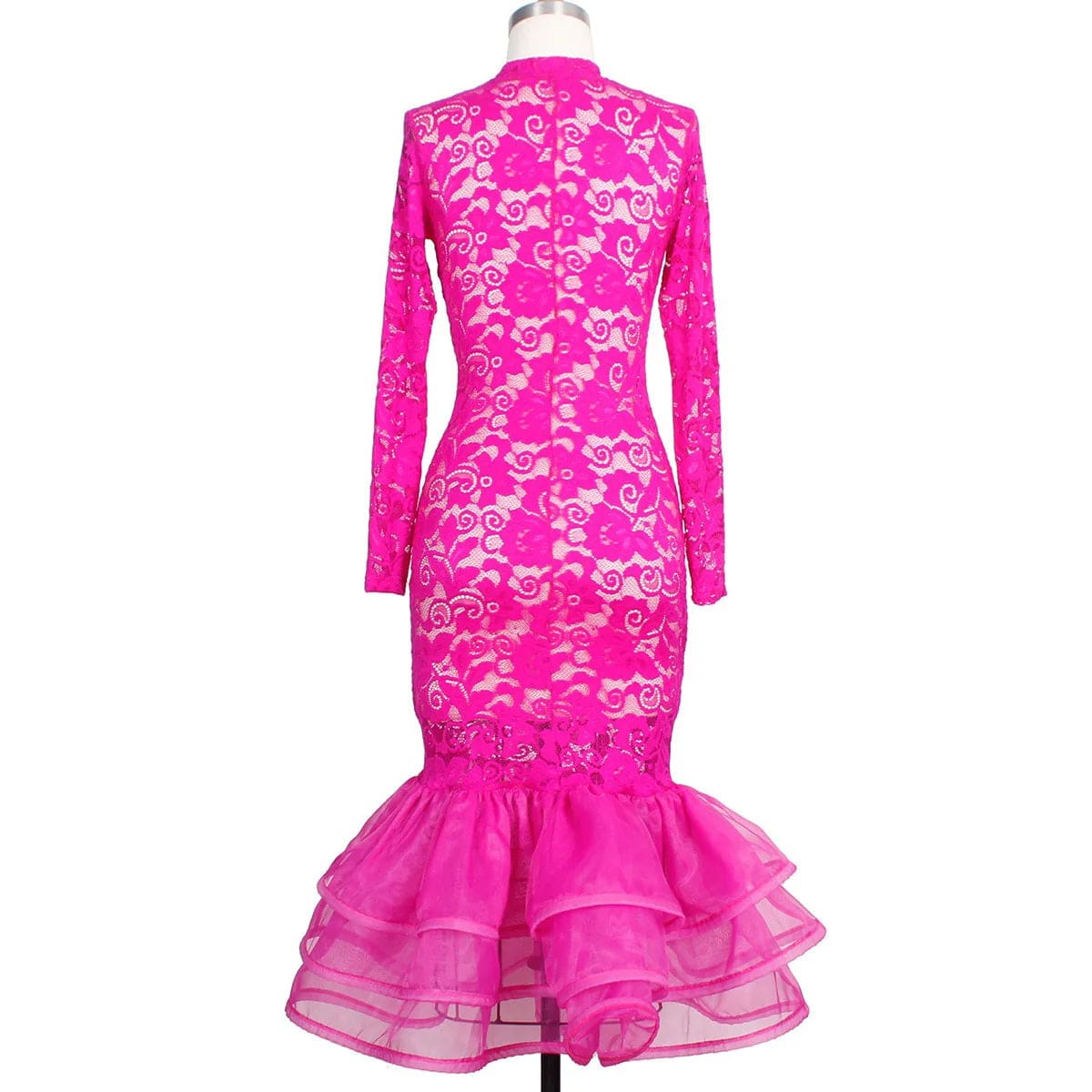 Sexy Pink Lace Party Dress Night Club Bodycon Mermaid Full Sleeve High Waisted Elegant Evening Dinner Vestidos Mujer Dresses Hot - SHOWLU FASHION STORE