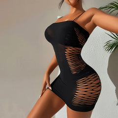 Sexy Sleeveless Bodycon Mini Dress Women Spaghetti Strap Party Nightclub Slim Evening Dresses Ladies Plus Size Hollow Clubwear - SHOWLU FASHION STORE