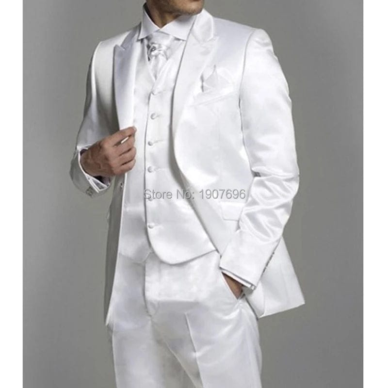 Shiny Grey Men Suits With Embroidery Groomsmen Groom Tuxedos Wedding Best Blazer Sets 3 Pieces (Jacket+Pants+Vest) Costume Homme - SHOWLU FASHION STORE