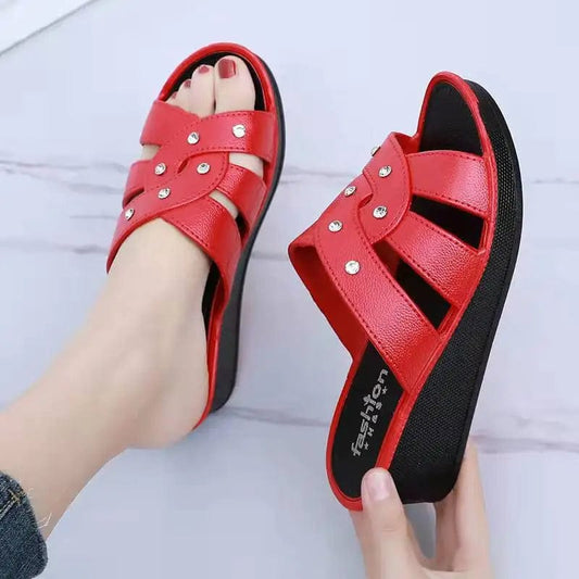 Shoes for Women Summer Women High Heel Slippers Thick Bottom Fashion Home Non - slip Mother Shoes Women Sandals Slippers Women - SHOWLU FASHION STORE