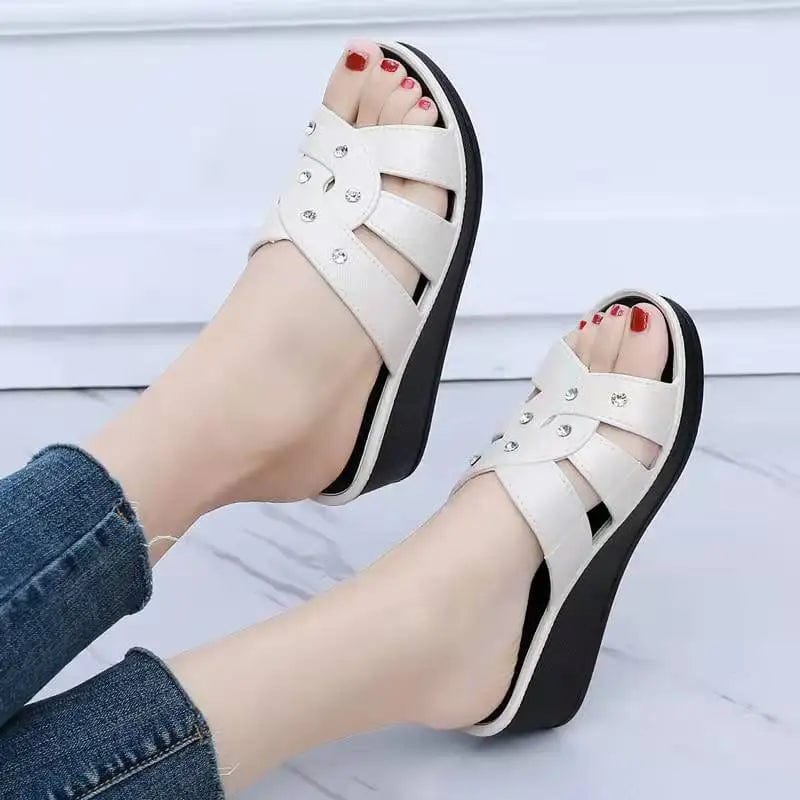 Shoes for Women Summer Women High Heel Slippers Thick Bottom Fashion Home Non - slip Mother Shoes Women Sandals Slippers Women - SHOWLU FASHION STORE