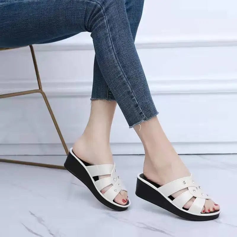 Shoes for Women Summer Women High Heel Slippers Thick Bottom Fashion Home Non - slip Mother Shoes Women Sandals Slippers Women - SHOWLU FASHION STORE