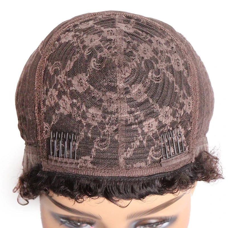 Short Kinky Curly Wigs Human Hair Pixie Cut Brazilian Human Hair For Women Natural Black Curly Human Hair Wigs Full Machine Made - SHOWLU FASHION STORE