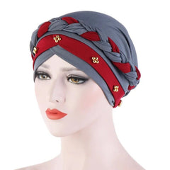  Showlu Fashion Store 43 / China Head Scarf for muslim women Two-color cotton braid turban bonnet hijab Caps Inner hijabs femme musulman arab wrap turbantes