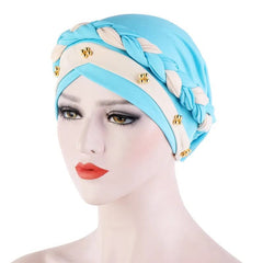  Showlu Fashion Store 44 / China Head Scarf for muslim women Two-color cotton braid turban bonnet hijab Caps Inner hijabs femme musulman arab wrap turbantes
