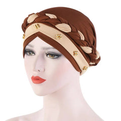  Showlu Fashion Store 46 / China Head Scarf for muslim women Two-color cotton braid turban bonnet hijab Caps Inner hijabs femme musulman arab wrap turbantes