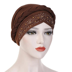  Showlu Fashion Store 74 / China Head Scarf for muslim women Two-color cotton braid turban bonnet hijab Caps Inner hijabs femme musulman arab wrap turbantes