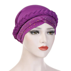  Showlu Fashion Store 76 / China Head Scarf for muslim women Two-color cotton braid turban bonnet hijab Caps Inner hijabs femme musulman arab wrap turbantes