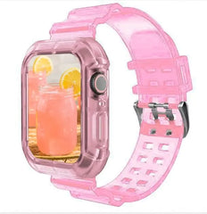 Showlu Fashion Store 0 China / light pink / 38-40-41 MM silicone Strap for Apple Watch 8 Band 45MM 41 42 mm 40 44 38mm Transparent Correa Sport loop wrist Iwatch Series 8 7 6 se 5 4 3