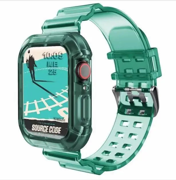 Showlu Fashion Store 0 China / green / 38-40-41 MM silicone Strap for Apple Watch 8 Band 45MM 41 42 mm 40 44 38mm Transparent Correa Sport loop wrist Iwatch Series 8 7 6 se 5 4 3