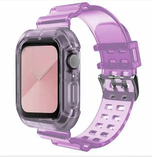 Showlu Fashion Store 0 China / pirple / 38-40-41 MM silicone Strap for Apple Watch 8 Band 45MM 41 42 mm 40 44 38mm Transparent Correa Sport loop wrist Iwatch Series 8 7 6 se 5 4 3