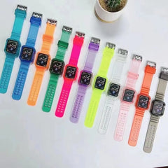 Showlu Fashion Store 0 silicone Strap for Apple Watch 8 Band 45MM 41 42 mm 40 44 38mm Transparent Correa Sport loop wrist Iwatch Series 8 7 6 se 5 4 3