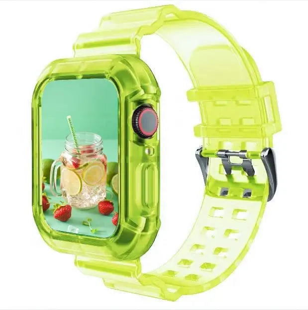 Showlu Fashion Store 0 China / yellow / 38-40-41 MM silicone Strap for Apple Watch 8 Band 45MM 41 42 mm 40 44 38mm Transparent Correa Sport loop wrist Iwatch Series 8 7 6 se 5 4 3