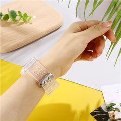 Showlu Fashion Store 0 silicone Strap for Apple Watch 8 Band 45MM 41 42 mm 40 44 38mm Transparent Correa Sport loop wrist Iwatch Series 8 7 6 se 5 4 3