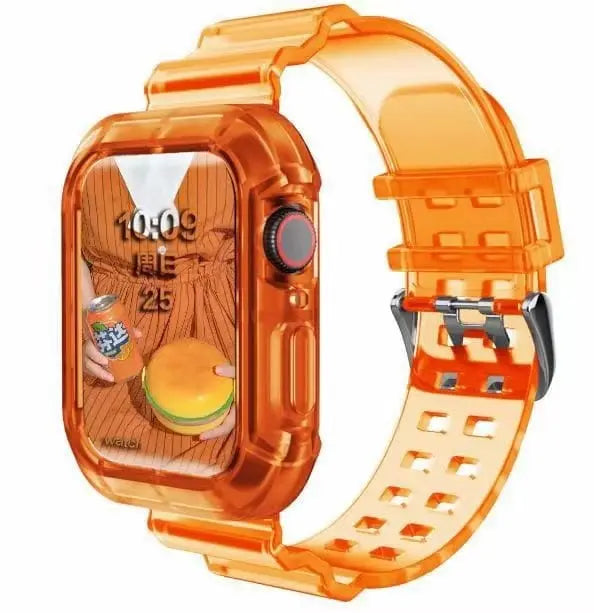 Showlu Fashion Store 0 China / orange / 38-40-41 MM silicone Strap for Apple Watch 8 Band 45MM 41 42 mm 40 44 38mm Transparent Correa Sport loop wrist Iwatch Series 8 7 6 se 5 4 3