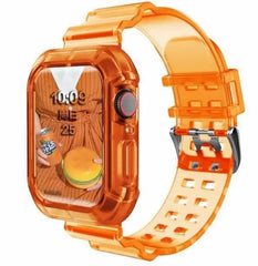 Showlu Fashion Store 0 China / orange / 38-40-41 MM silicone Strap for Apple Watch 8 Band 45MM 41 42 mm 40 44 38mm Transparent Correa Sport loop wrist Iwatch Series 8 7 6 se 5 4 3