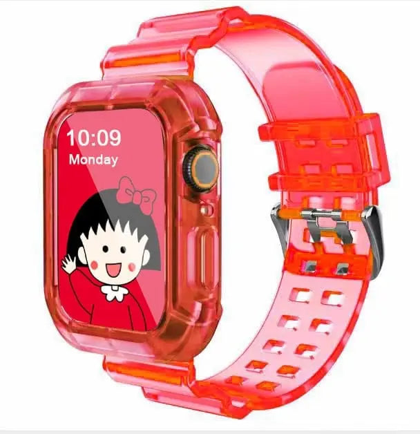Showlu Fashion Store 0 China / red / 38-40-41 MM silicone Strap for Apple Watch 8 Band 45MM 41 42 mm 40 44 38mm Transparent Correa Sport loop wrist Iwatch Series 8 7 6 se 5 4 3