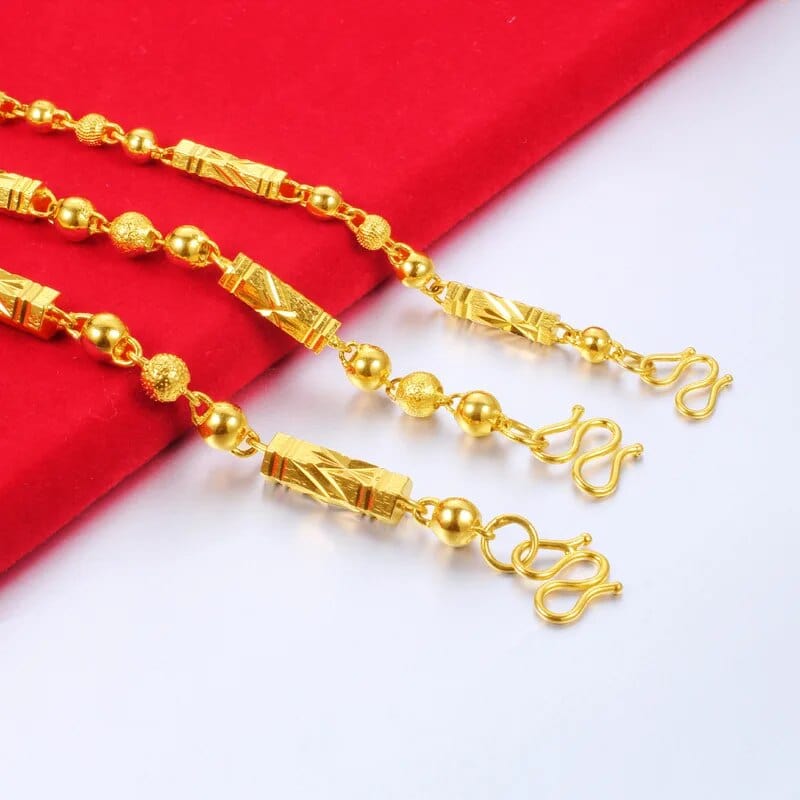 Simple Male 18K Gold Necklace Hexagonal Buddha Bamboo Chain Fine Jewelry Clavicle Necklaces for Men Boyfriend Birthday Gifts - SHOWLU FASHION STORE