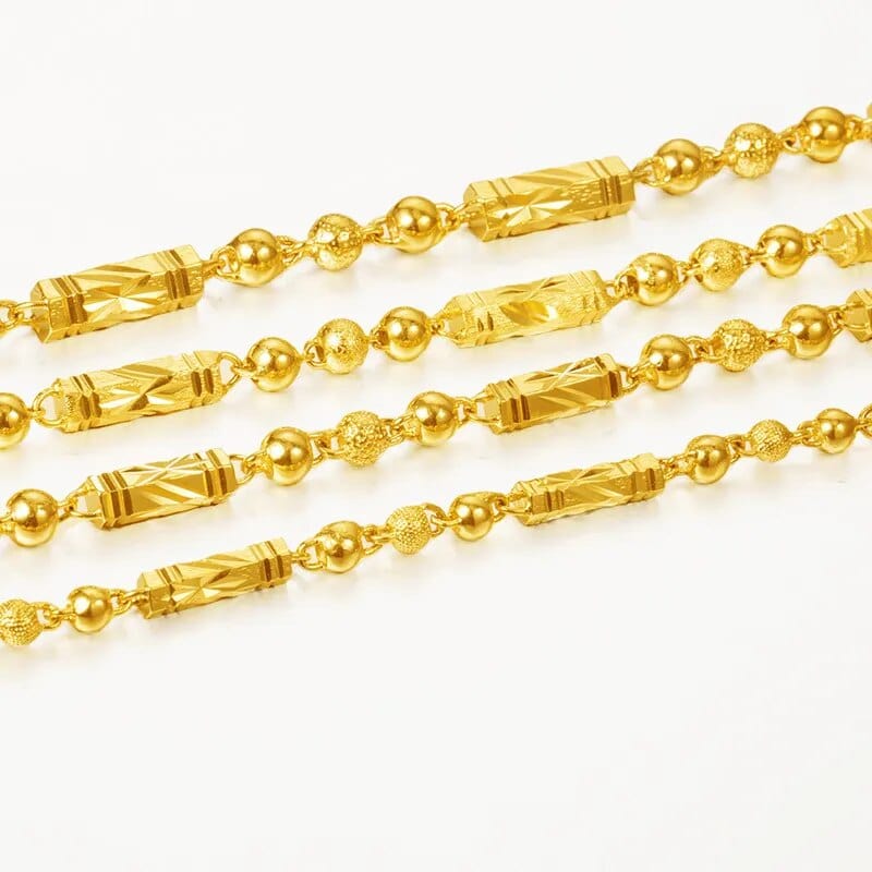 Simple Male 18K Gold Necklace Hexagonal Buddha Bamboo Chain Fine Jewelry Clavicle Necklaces for Men Boyfriend Birthday Gifts - SHOWLU FASHION STORE