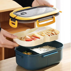 Single Double - layer Lunch Box Portable Compartment Fruit Food Box Microwave Lunch Box With Fork And Spoon Picnic Fresh Box - SHOWLU FASHION STORE