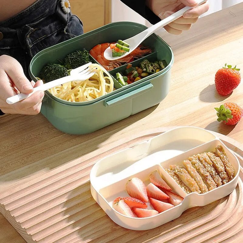 Single Double - layer Lunch Box Portable Compartment Fruit Food Box Microwave Lunch Box With Fork And Spoon Picnic Fresh Box - SHOWLU FASHION STORE